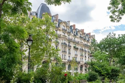 Paris, typical facade and windows 스톡 사진