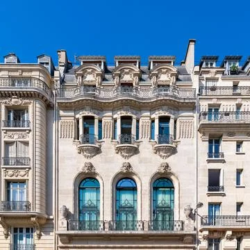 Paris, typical facade and windows 스톡 사진
