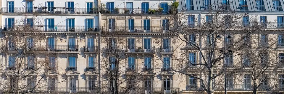 Paris, typical facade Stock Photos