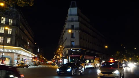 Paris, typical facades in the center, beautiful Haussmann buildings  Stock Footage 245459327