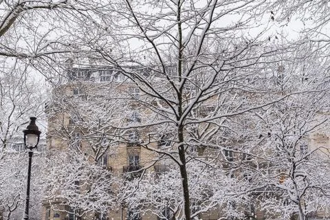 Paris under the snow Stock Photos
