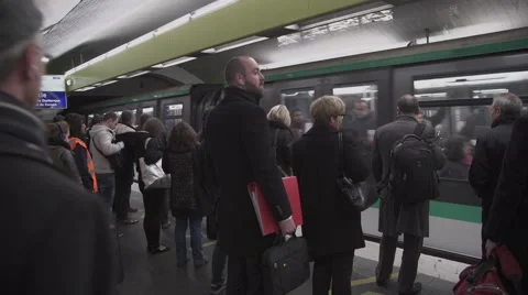 Paris Underground Rush Hour Stock Footage 48840056