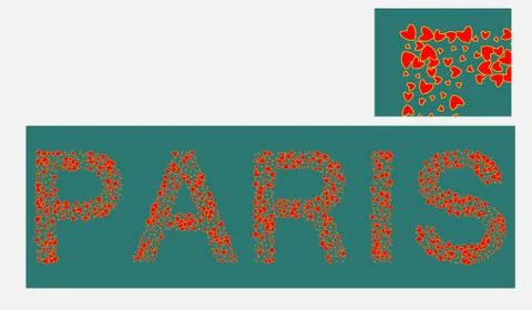 Paris Vector Calligraphic Illustration filled with hearts. 스톡 일러스트