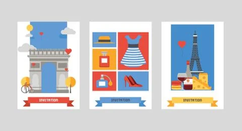 Paris vector pattern french culture eiffel tower and triumphal illustration Illustrazione stock
