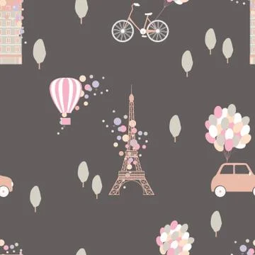Paris. Vector  seamless pattern 스톡 일러스트