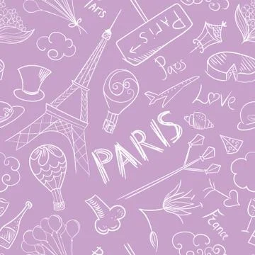 Paris Vector Sketch Pattern Illustrazione stock