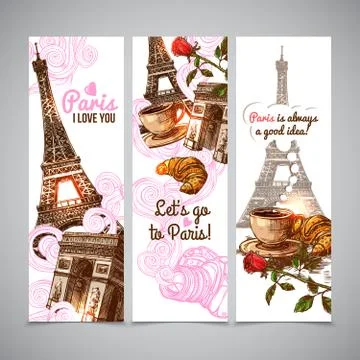 Paris Vertical Banners Stock Illustration