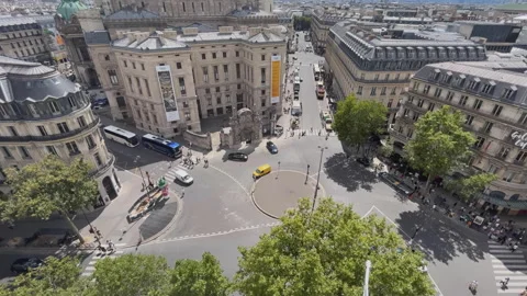 Paris, view from above with the roofs in perspective, time lapse Stock Footage 313919940