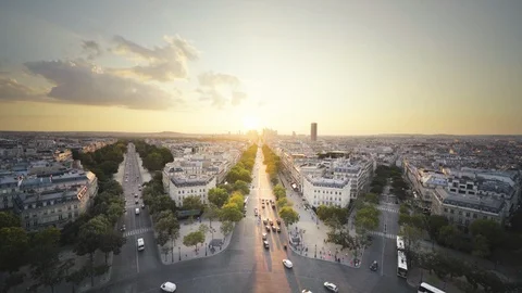 Paris view from Arc de Trimphe, France Stock Footage 114248196