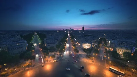 Paris view from Arc de Trimphe, France Video stock 116058224