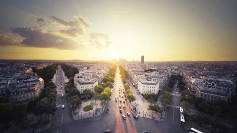 Paris view from Arc de Trimphe, France Stock Footage 116059270