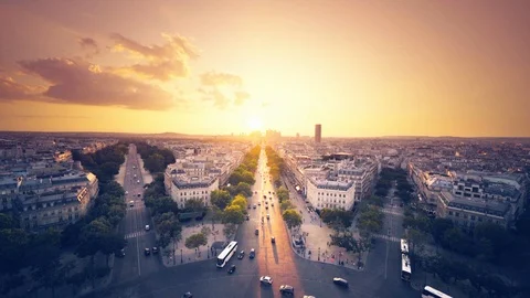Paris view from Arc de Trimphe, France Stock Footage 116745688