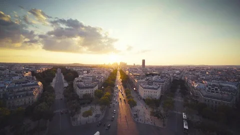 Paris view from Arc de Trimphe, France Video stock 118400276