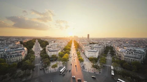 Paris view from Arc de Trimphe, France Stock Footage 122760995