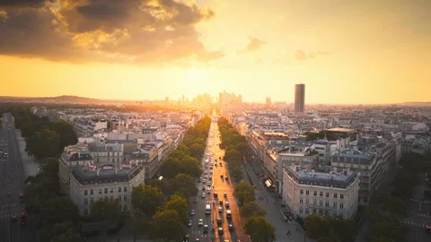 Paris view from Arc de Trimphe, France Stock Footage 123708534