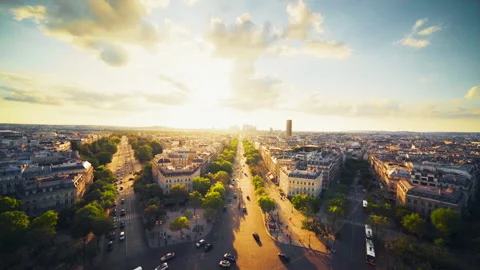 Paris view from Arc de Trimphe, France Stock Footage 144354430