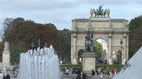 Paris. View of the Arc de Triomphe du Carrousel. Stock Footage 102202995