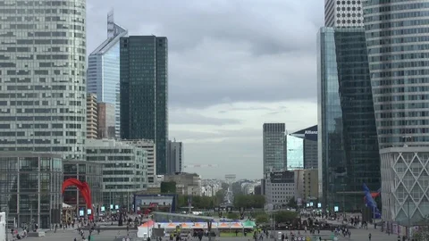 Paris. View from district Défense towards Arc de Triomphe. Stock Footage 104780358
