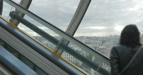 Paris view from the escalator in Pompidou Centre Stock Footage 64573481