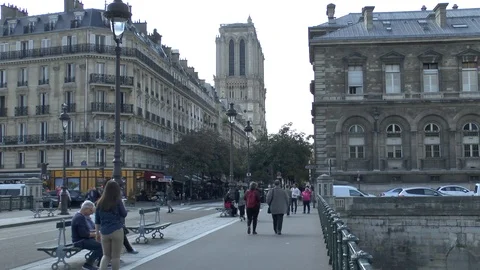 Paris. View of Notre-Dame de Paris from Pont d'Arcole. Video stock 103552843
