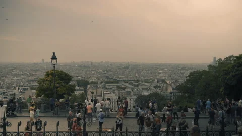 Paris view from Sacré-Cœur de Montmartre | 4K Stock Footage 219722085