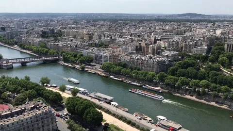 Paris view skyline from Eiffel Tower, Paris, France Stock Footage 80986078