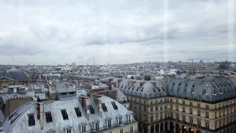 Paris view of the skyline from the wheel. Timelapse Stock Footage 136661186