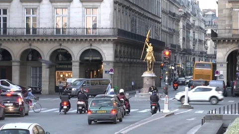 Paris. View of the Statue de Jeanne d'Arc Paris. Evening. Stock Footage 103235349