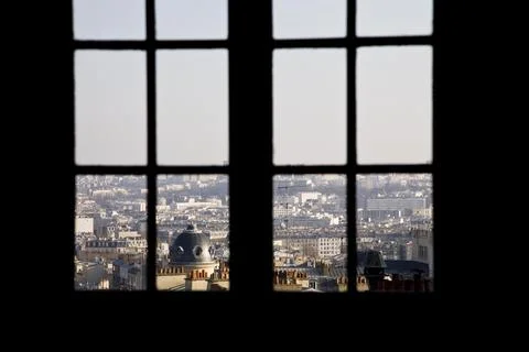 Paris View Through The Window Stock Photos