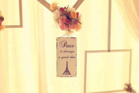 Paris wedding decor with text Stock Photos