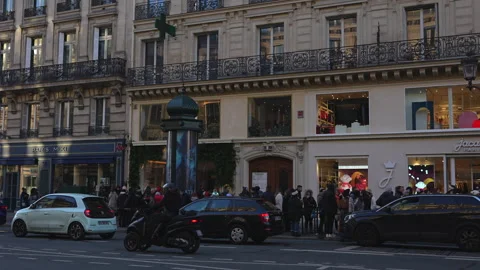 Paris in Winter A Queue at the Hottest Social Media Establishment 12.11.2022 Stock Footage 286058204