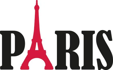 Paris word with eiffel tower Stock Illustration