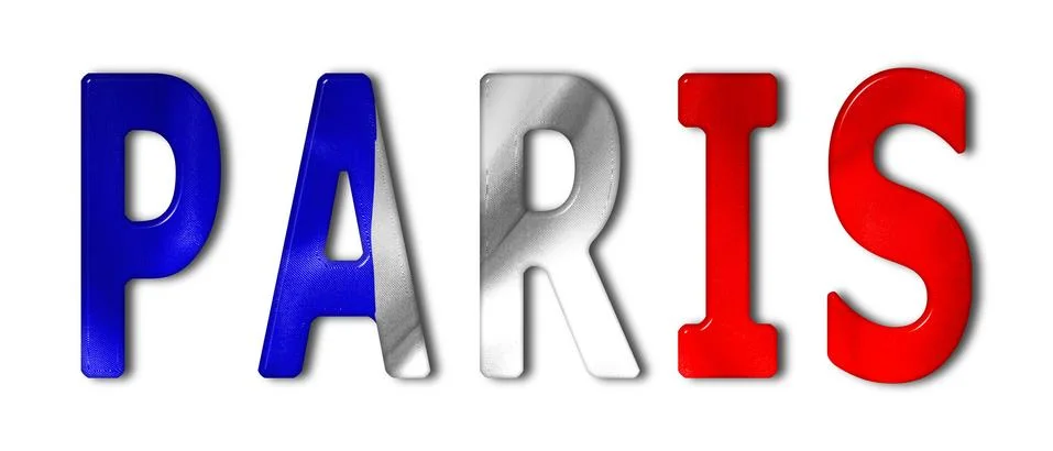 Paris Word With Flag Texture 스톡 일러스트