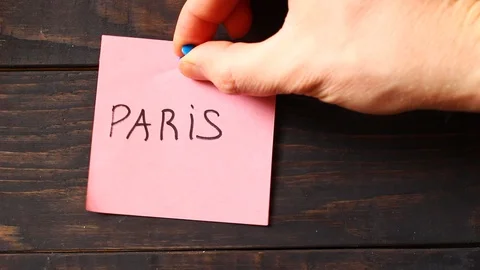 Paris word on the sticker Stock Footage 102551850