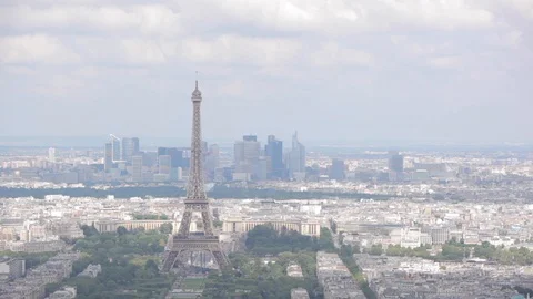 PARIS_panorama_tour_eiffel_cloudy Stock Footage 128591406