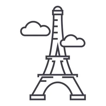Paris,eiffel tower vector line icon, sign, illustration on background, editable Illustrazione stock
