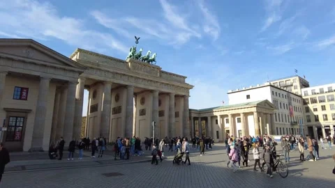 Pariser Platz Brandenburg Gate long shot tourists day blue sky 4K Stock Footage 173099277