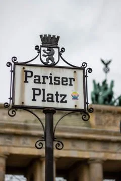 Pariser platz sign in Berlin Stock Photos