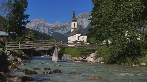 Parish Church in Ramsau, Bavaria Stock Footage 79763530