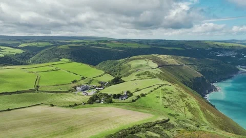Parish of Saint John the Evangelist Countisbury from a drone, Countisbury, Devon 库存影片 248614392