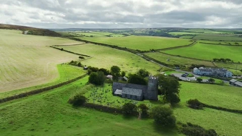 Parish of Saint John the Evangelist Countisbury from a drone, Countisbury, Devon Stock Footage 248614533