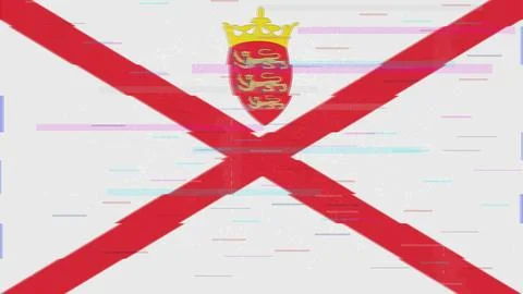 Parishes of Jersey Glitch Flag Vector - RGB Split Digital Video Frame Design 스톡 일러스트