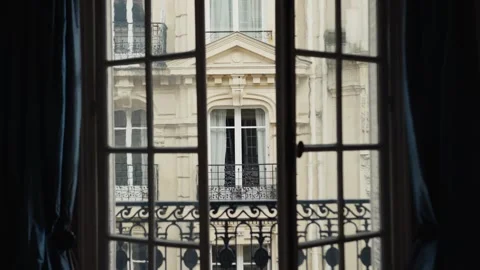 Parisian apartment window view: observing urban architecture Stock Footage 306581872