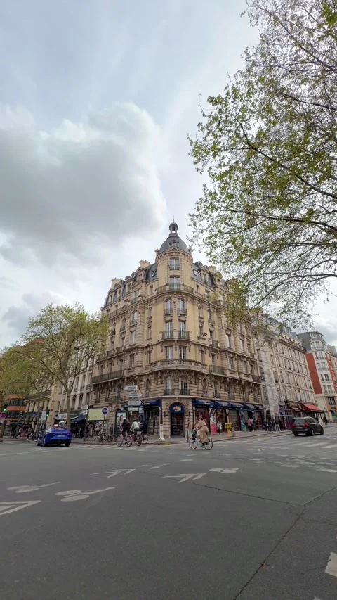 Parisian building architecture on Boulevard Saint-Germain in France Stock Footage 337782863