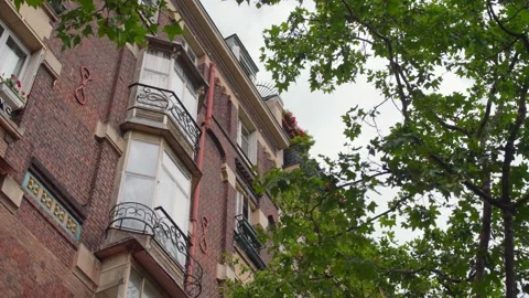 Parisian Building With Bow Windows Stock Footage 157676119