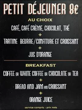 Parisian Cafe menu Stock-Fotos