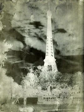 Parisian life on background of Eiffel tower. Stock Illustration