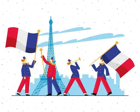 Parisians marching band Illustration