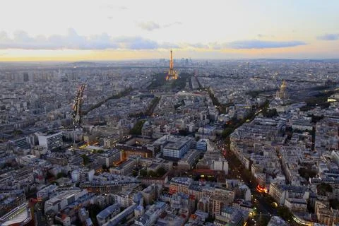 Parisien architecture and Eiffel tower at evening, Paris, France Stock Photos