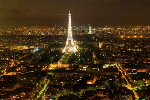 Parisien architecture and Eiffel tower at evening, Paris, France Stock Photos